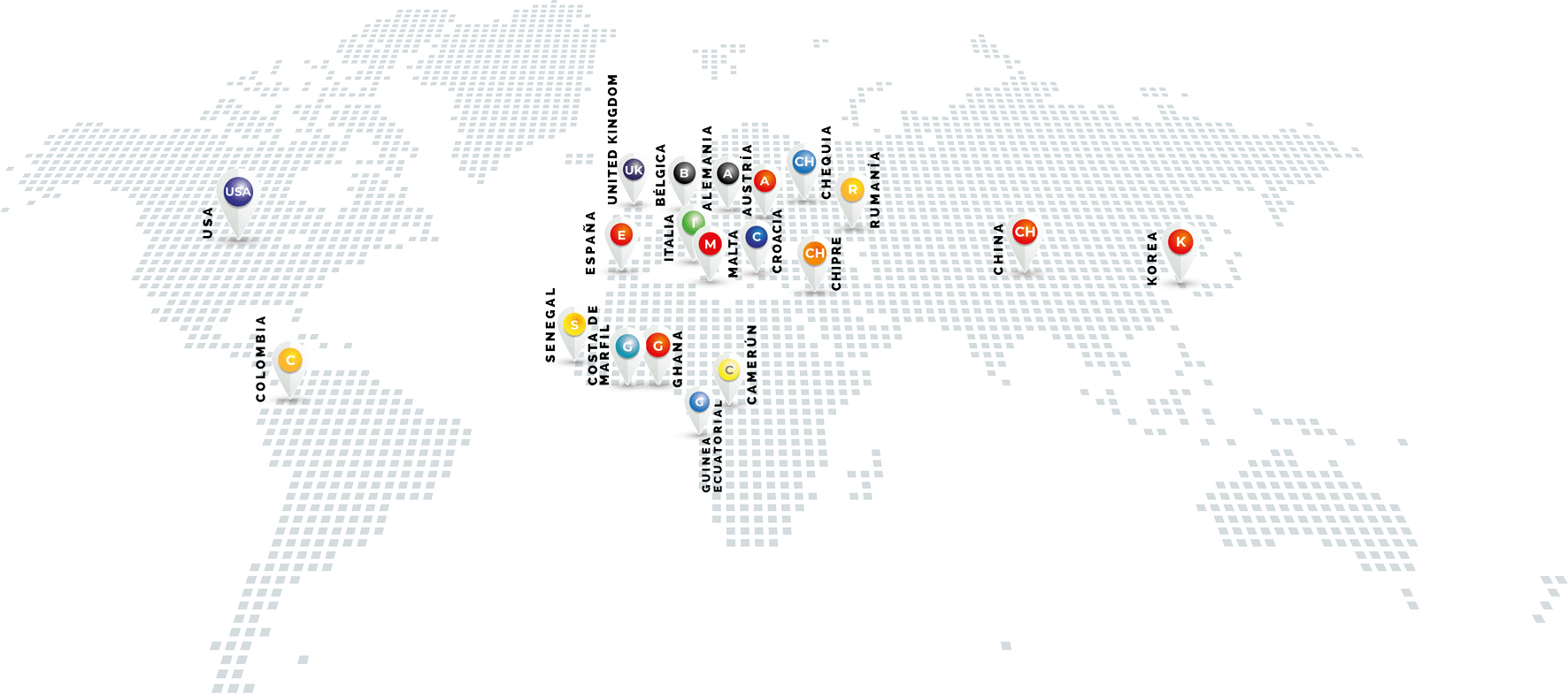 Mapa mundial que muestra las ubicaciones donde INVsport tiene presencia.